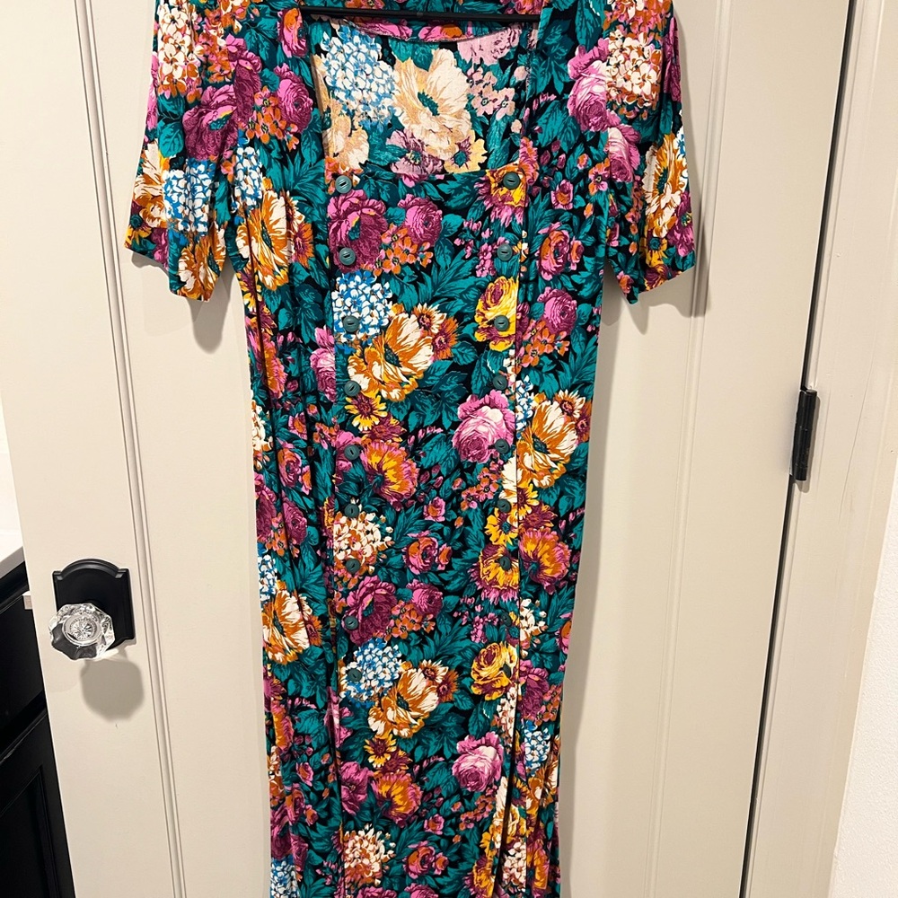 1990s vintage Floral Multicolor Women's Dress
